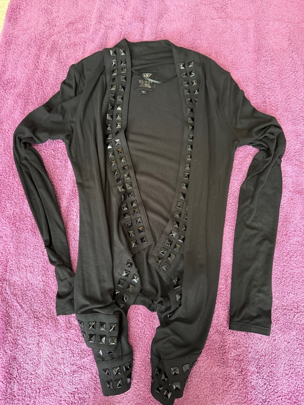 GUESS Black Studded Open-Front Cardigan